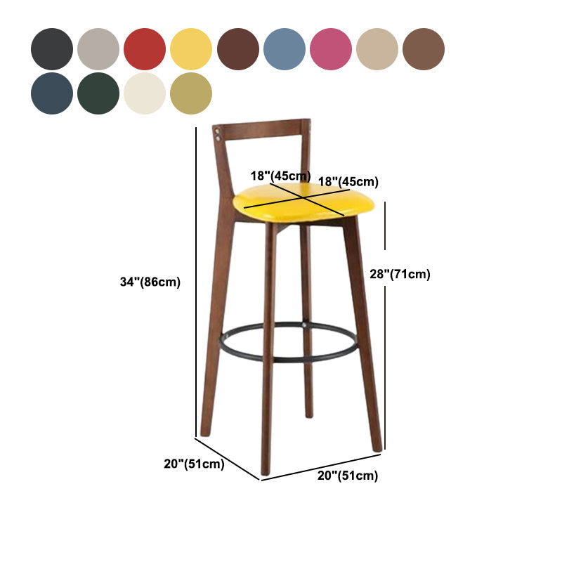 Muebles de cuero de imitación de heces de madera marrones contemporáneas con 4 patas