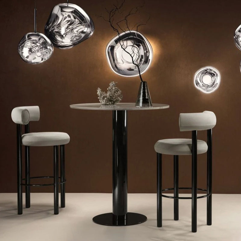 Contemporary Fabric Cushion Metal Barstool with 4 Legs in Matte Finish for Indoor