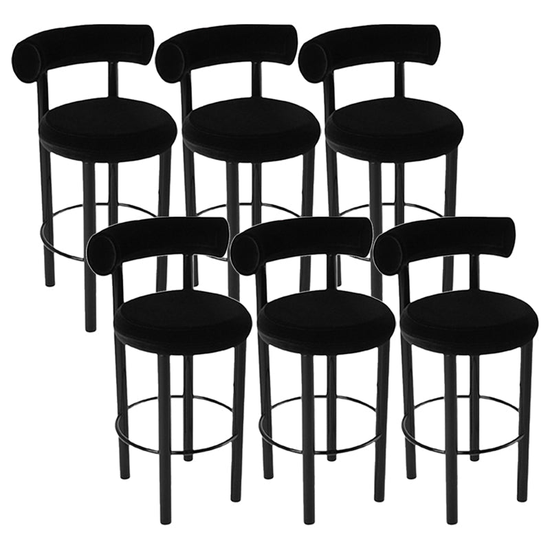 Contemporary Fabric Cushion Metal Barstool with 4 Legs in Matte Finish for Indoor