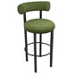 Contemporary Fabric Cushion Metal Barstool with 4 Legs in Matte Finish for Indoor