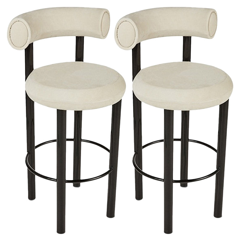 Contemporary Fabric Cushion Metal Barstool with 4 Legs in Matte Finish for Indoor
