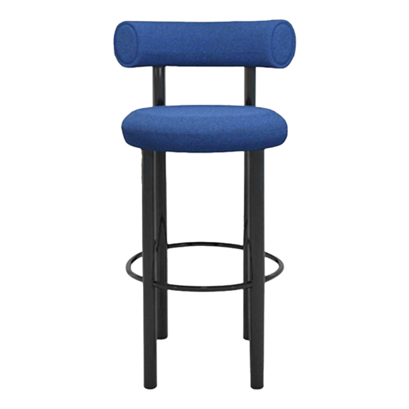 Contemporary Fabric Cushion Metal Barstool with 4 Legs in Matte Finish for Indoor