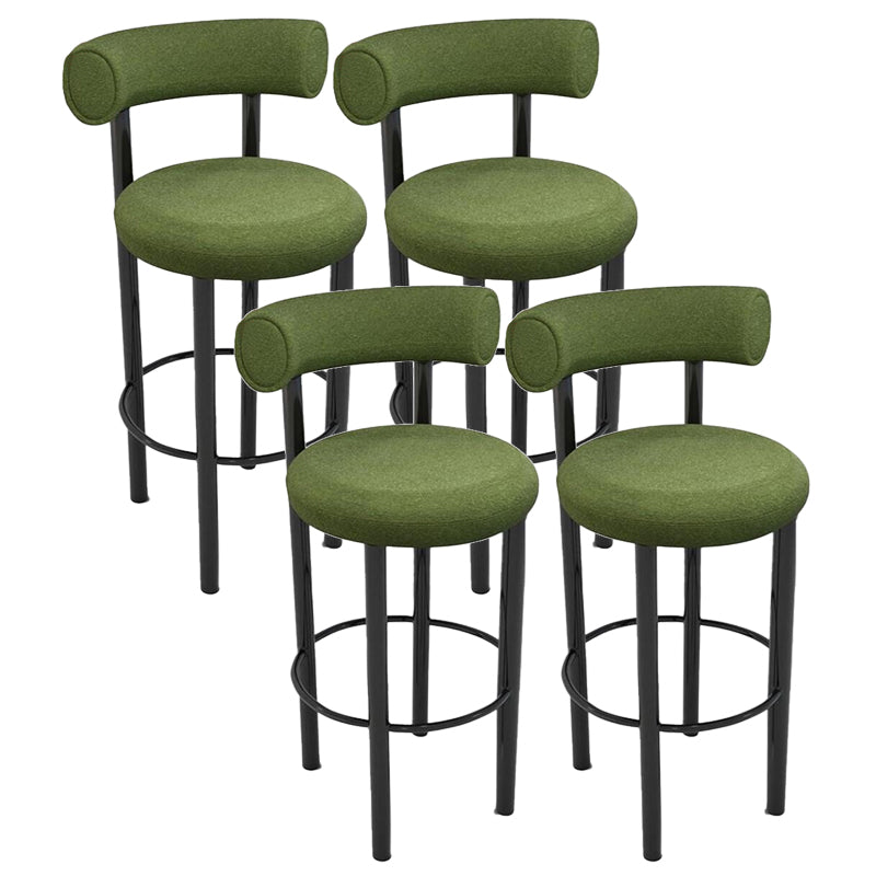 Contemporary Fabric Cushion Metal Barstool with 4 Legs in Matte Finish for Indoor