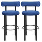 Contemporary Fabric Cushion Metal Barstool with 4 Legs in Matte Finish for Indoor