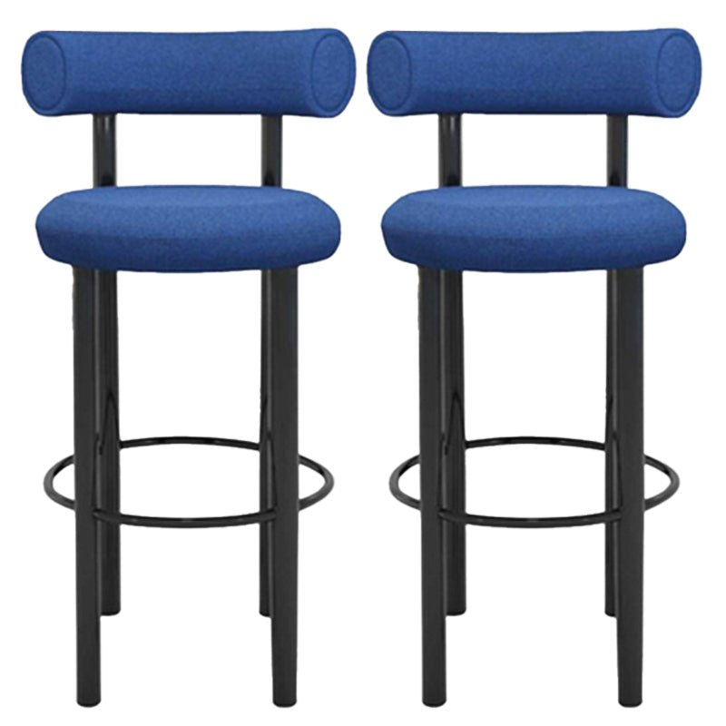Contemporary Fabric Cushion Metal Barstool with 4 Legs in Matte Finish for Indoor