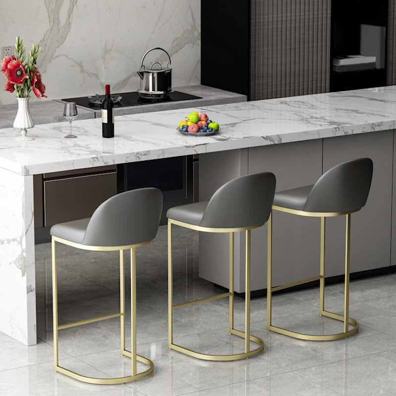 Moderne Rückenlehne Armless Counterhocker Iron Speisezimmer Barhocker mit Pedal und Kissen