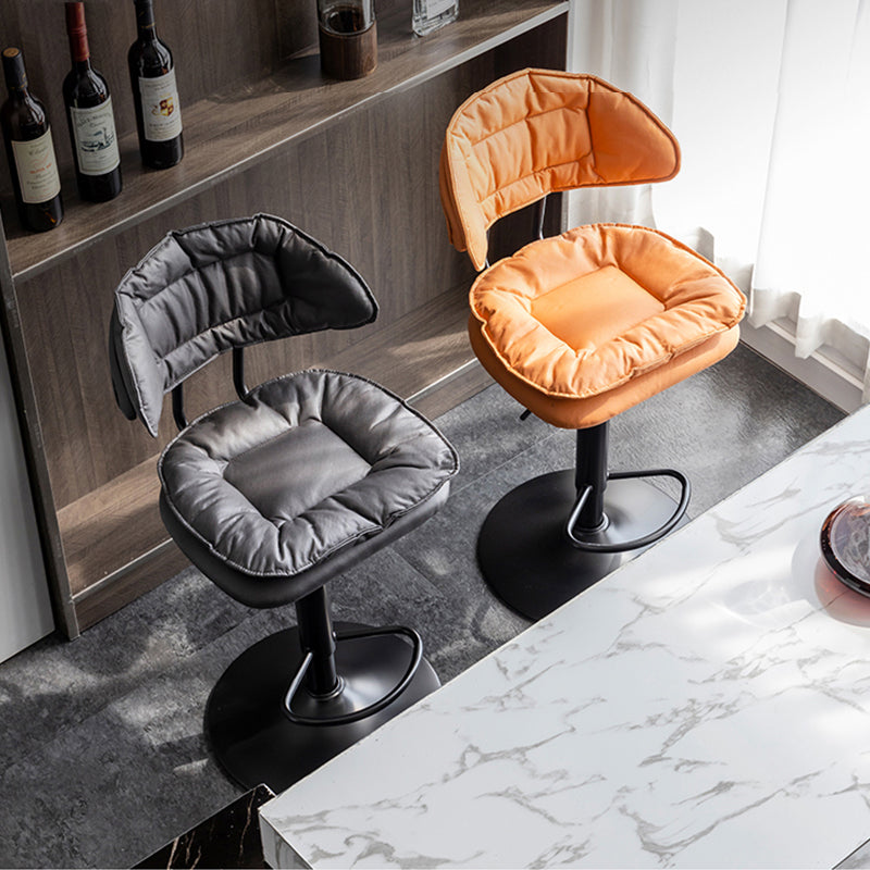 Scandinavian Metal Barstool Fabric Low Back Counter Stool in Matte Finish for Indoor