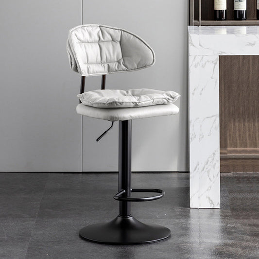 Scandinavian Metal Barstool Fabric Low Back Counter Stool in Matte Finish for Indoor Gray-White Black 1 Piece