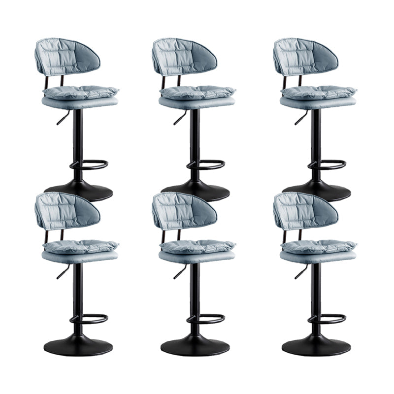 Scandinavian Metal Barstool Fabric Low Back Counter Stool in Matte Finish for Indoor