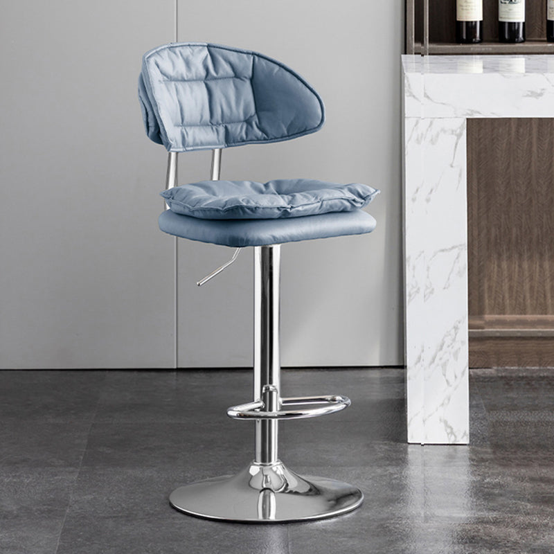 Scandinavian Metal Barstool Fabric Low Back Counter Stool in Matte Finish for Indoor