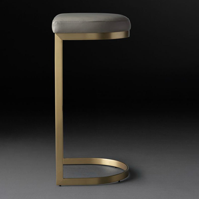 Modern Armless Backless Counter Stool Iron Cafer Bar Stool with Cushion and Pedal