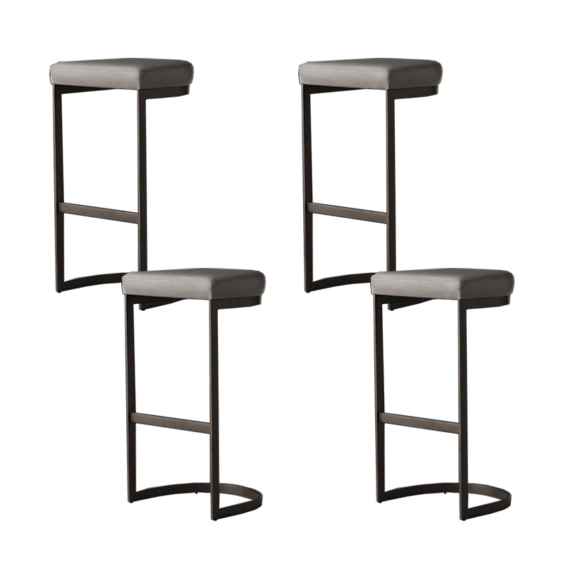 Modern Armless Backless Counter Stool Iron Cafer Bar Stool with Cushion and Pedal