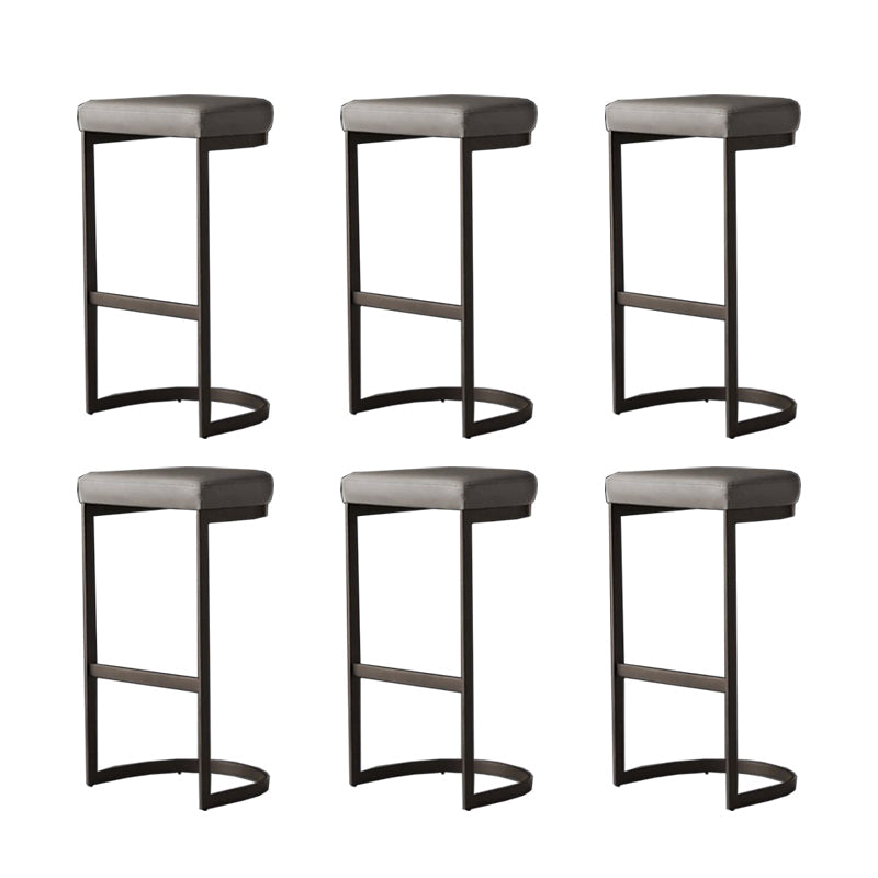 Modern Armless Backless Counter Stool Iron Cafer Bar Stool with Cushion and Pedal