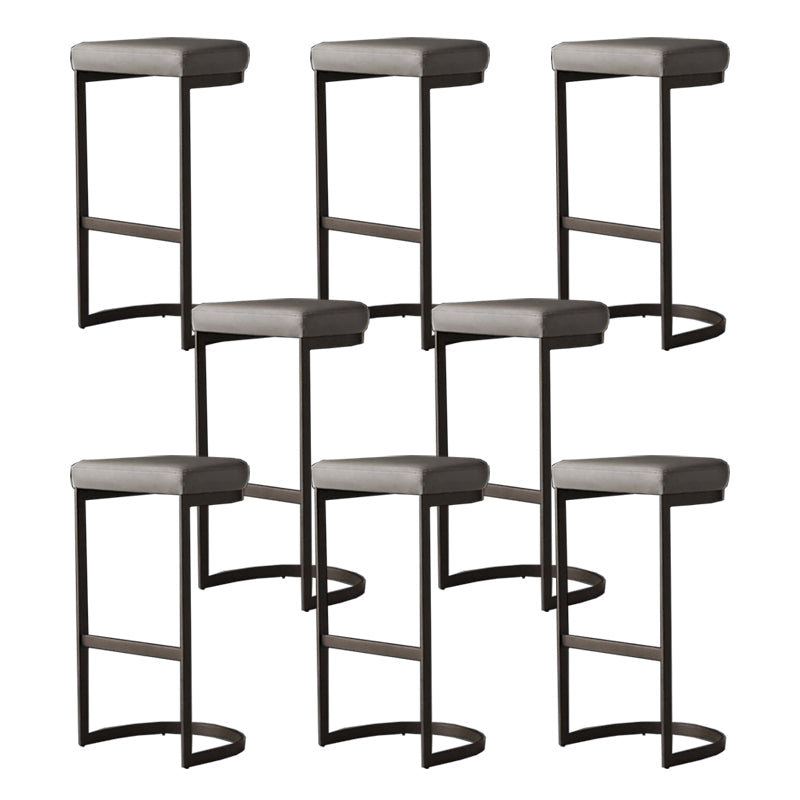 Modern Armless Backless Counter Stool Iron Cafer Bar Stool with Cushion and Pedal