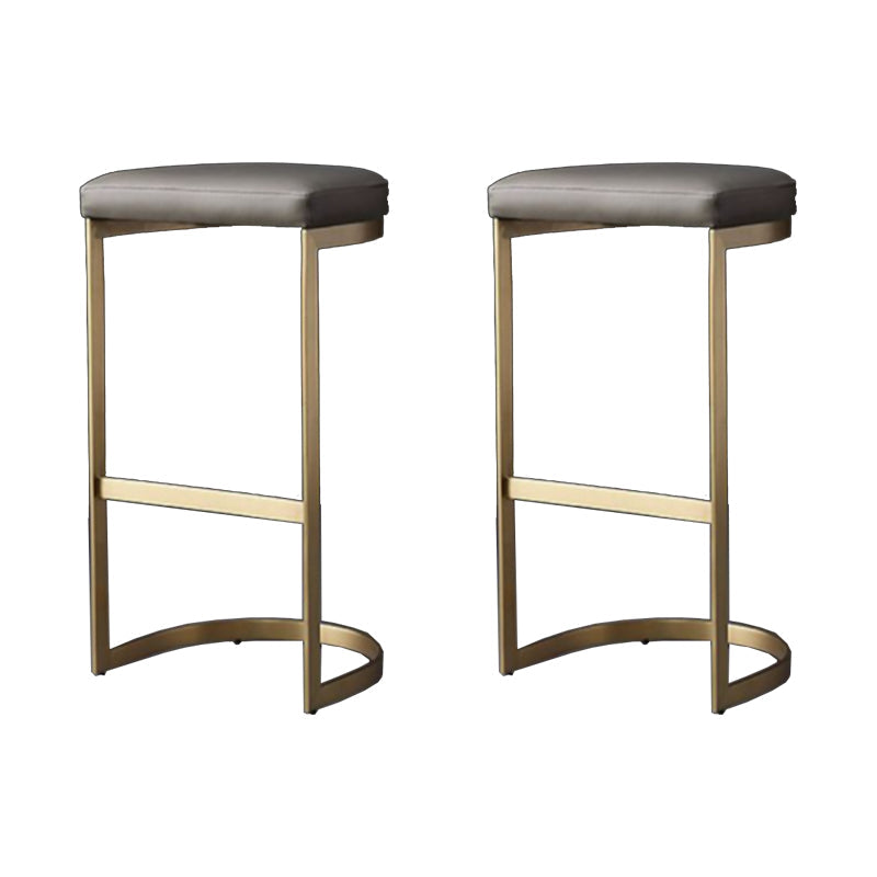 Modern Armless Backless Counter Stool Iron Cafer Bar Stool with Cushion and Pedal