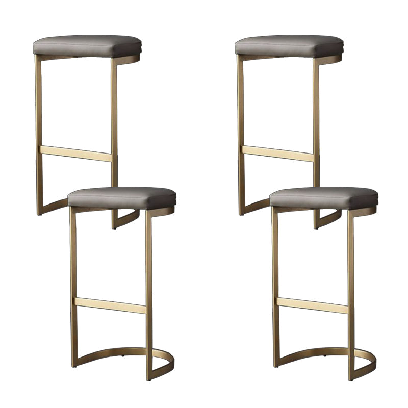 Modern Armless Backless Counter Stool Iron Cafer Bar Stool with Cushion and Pedal