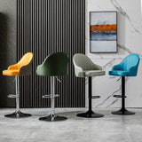 マット仕上げのコンテンポラリーフェイクレザーカウンタースツールファブリッククッション