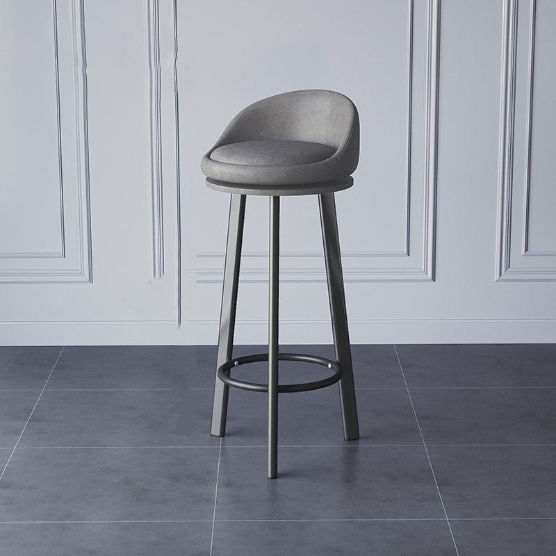 Glam Metal Barstool Faux Leather Footrest Stool in Matte Finsih for Indoor Clearhalo 'Bar Furniture' 'Bar Stools' 'bar_stools' 'furn' 'furn_bar_stools' 'Furniture' 'Kitchen & Dining Furniture' 5695933