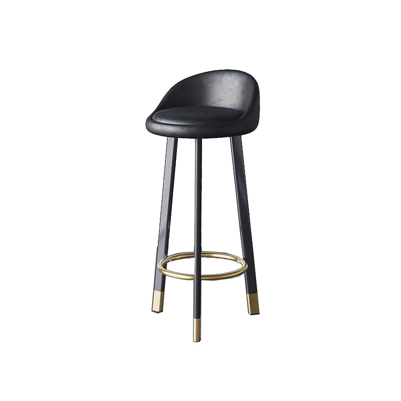 Glam Metal Barstool Faux Leather Footrest Stool in Matte Finsih for Indoor Clearhalo 'Bar Furniture' 'Bar Stools' 'bar_stools' 'furn' 'furn_bar_stools' 'Furniture' 'Kitchen & Dining Furniture' 5695935