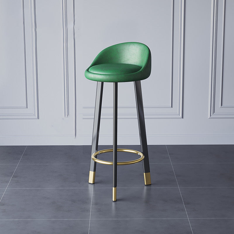 Glam Metal Barstool Faux Leather Footrest Stool in Matte Finsih for Indoor Clearhalo 'Bar Furniture' 'Bar Stools' 'bar_stools' 'furn' 'furn_bar_stools' 'Furniture' 'Kitchen & Dining Furniture' 5695948