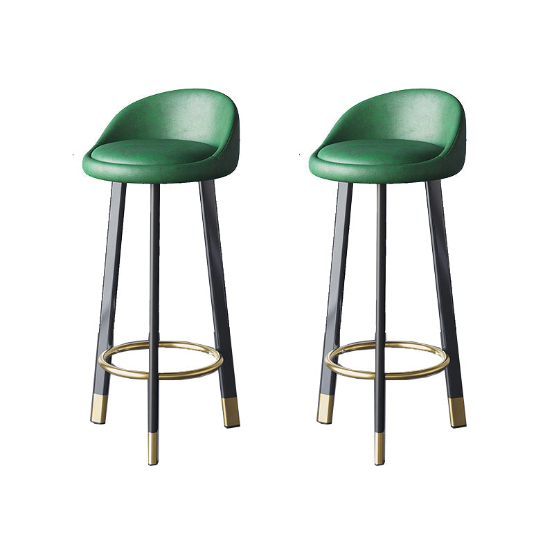 Glam Metal Barstool Faux Leather Footrest Stool in Matte Finsih for Indoor Green 2 Piece Set Clearhalo 'Bar Furniture' 'Bar Stools' 'bar_stools' 'furn' 'furn_bar_stools' 'Furniture' 'Kitchen & Dining Furniture' 5695949