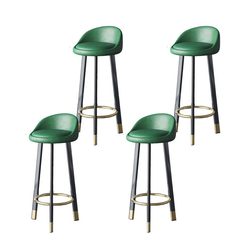 Glam Metal Barstool Faux Leather Footrest Stool in Matte Finsih for Indoor Green 4 Piece Set Clearhalo 'Bar Furniture' 'Bar Stools' 'bar_stools' 'furn' 'furn_bar_stools' 'Furniture' 'Kitchen & Dining Furniture' 5695951