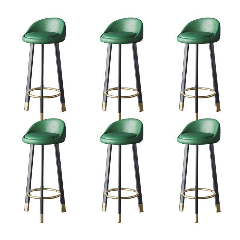 Glam Metal Barstool Faux Leather Footrest Stool in Matte Finsih for Indoor Green 6 Piece Set Clearhalo 'Bar Furniture' 'Bar Stools' 'bar_stools' 'furn' 'furn_bar_stools' 'Furniture' 'Kitchen & Dining Furniture' 5695952