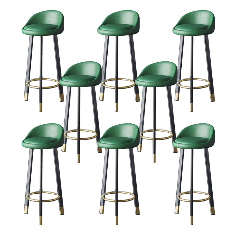 Glam Metal Barstool Faux Leather Footrest Stool in Matte Finsih for Indoor Green 8 Piece Set Clearhalo 'Bar Furniture' 'Bar Stools' 'bar_stools' 'furn' 'furn_bar_stools' 'Furniture' 'Kitchen & Dining Furniture' 5695954
