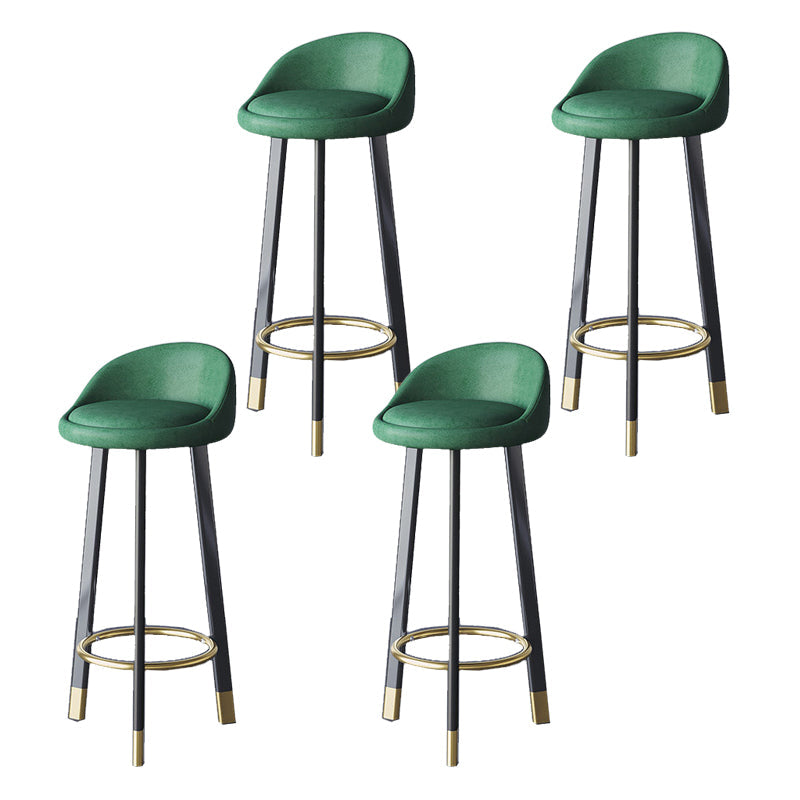 Glam Metal Barstool Faux Leather Footrest Stool in Matte Finsih for Indoor Blackish Green 4 Piece Set Clearhalo 'Bar Furniture' 'Bar Stools' 'bar_stools' 'furn' 'furn_bar_stools' 'Furniture' 'Kitchen & Dining Furniture' 5695958