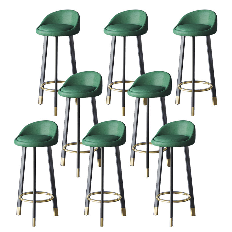 Glam Metal Barstool Faux Leather Footrest Stool in Matte Finsih for Indoor Blackish Green 8 Piece Set Clearhalo 'Bar Furniture' 'Bar Stools' 'bar_stools' 'furn' 'furn_bar_stools' 'Furniture' 'Kitchen & Dining Furniture' 5695960