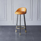 Glam Metal Barstool Faux Leather Footrest Stool in Matte Finsih for Indoor Dark Orange 1 Piece Clearhalo 'Bar Furniture' 'Bar Stools' 'bar_stools' 'furn' 'furn_bar_stools' 'Furniture' 'Kitchen & Dining Furniture' 5695966