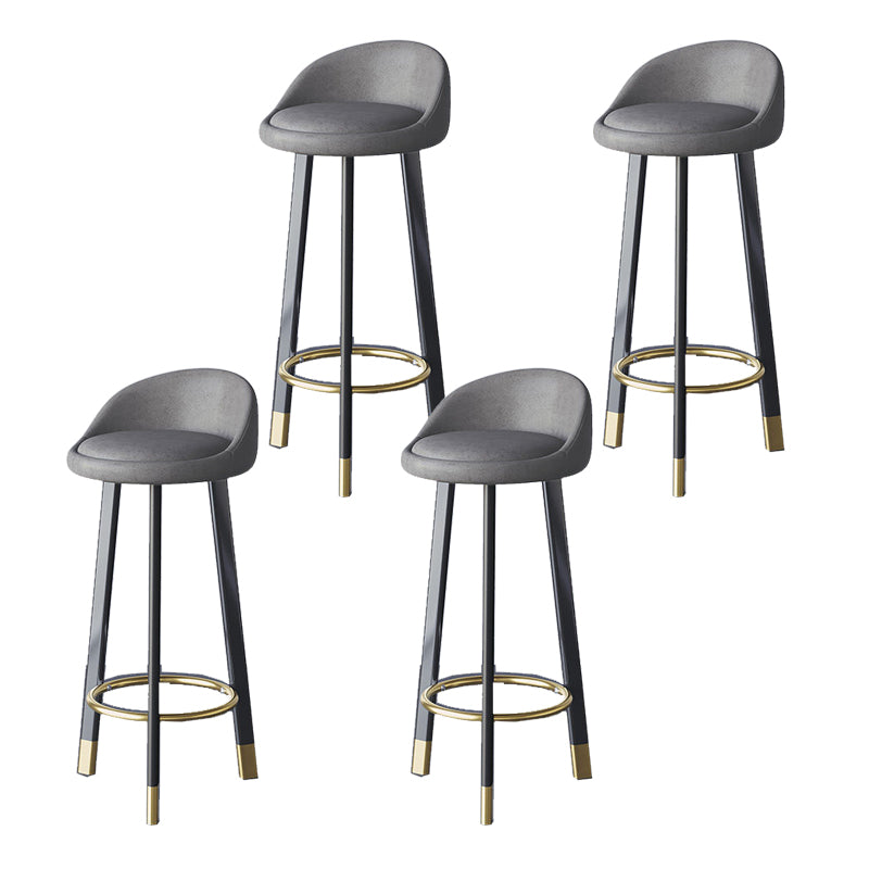 Glam Metal Barstool Faux Leather Footrest Stool in Matte Finsih for Indoor Dark Gray 4 Piece Set Clearhalo 'Bar Furniture' 'Bar Stools' 'bar_stools' 'furn' 'furn_bar_stools' 'Furniture' 'Kitchen & Dining Furniture' 5695973