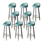 Glam Metal Barstool Faux Leather Footrest Stool in Matte Finsih for Indoor Blue 8 Piece Set Clearhalo 'Bar Furniture' 'Bar Stools' 'bar_stools' 'furn' 'furn_bar_stools' 'Furniture' 'Kitchen & Dining Furniture' 5695980