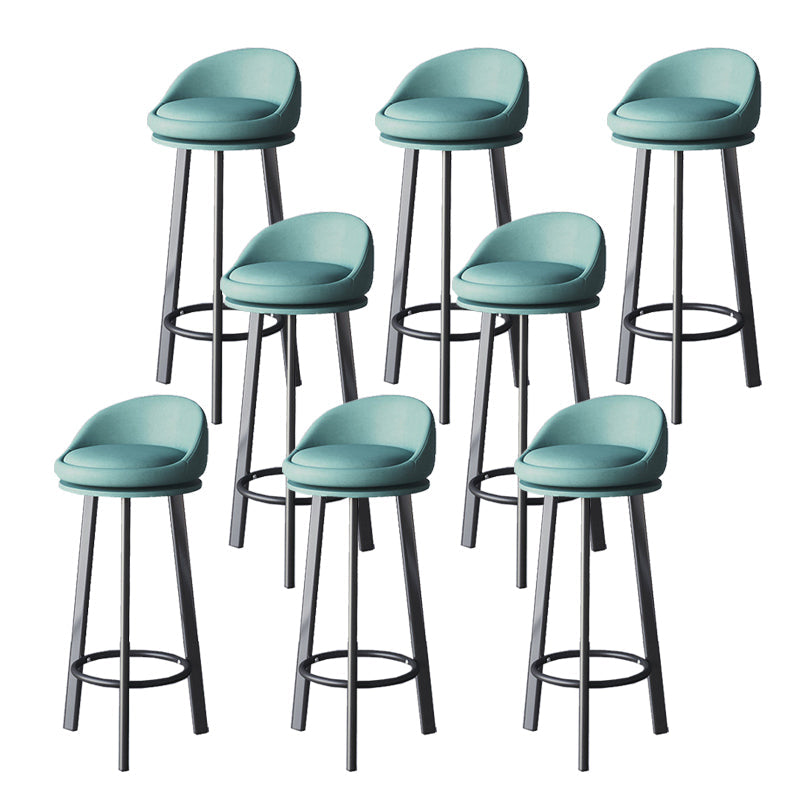Glam Metal Barstool Faux Leather Footrest Stool in Matte Finsih for Indoor Sky Blue 8 Piece Set Clearhalo 'Bar Furniture' 'Bar Stools' 'bar_stools' 'furn' 'furn_bar_stools' 'Furniture' 'Kitchen & Dining Furniture' 5695990