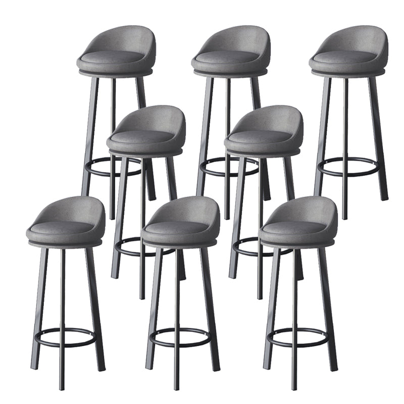 Glam Metal Barstool Faux Leather Footrest Stool in Matte Finsih for Indoor Silver Gray 8 Piece Set Clearhalo 'Bar Furniture' 'Bar Stools' 'bar_stools' 'furn' 'furn_bar_stools' 'Furniture' 'Kitchen & Dining Furniture' 5695995