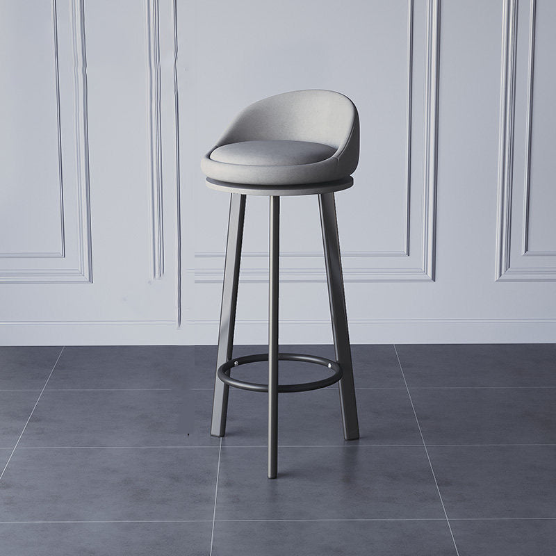 Glam Metal Barstool Faux Leather Footrest Stool in Matte Finsih for Indoor Light Gray 1 Piece Clearhalo 'Bar Furniture' 'Bar Stools' 'bar_stools' 'furn' 'furn_bar_stools' 'Furniture' 'Kitchen & Dining Furniture' 5695996