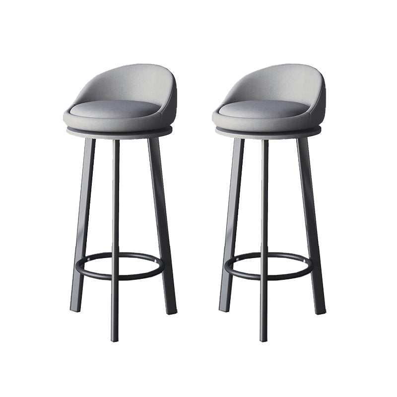 Glam Metal Barstool Faux Leather Footrest Stool in Matte Finsih for Indoor Light Gray 2 Piece Set Clearhalo 'Bar Furniture' 'Bar Stools' 'bar_stools' 'furn' 'furn_bar_stools' 'Furniture' 'Kitchen & Dining Furniture' 5695997
