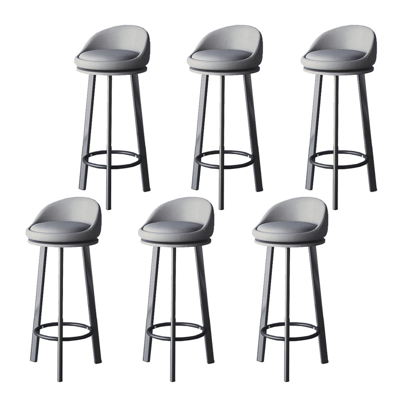 Glam Metal Barstool Faux Leather Footrest Stool in Matte Finsih for Indoor Light Gray 6 Piece Set Clearhalo 'Bar Furniture' 'Bar Stools' 'bar_stools' 'furn' 'furn_bar_stools' 'Furniture' 'Kitchen & Dining Furniture' 5695999
