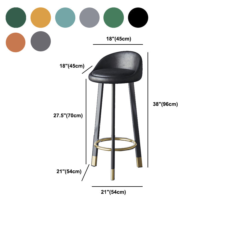 Glam Metal Barstool Faux Leather Footrest Stool in Matte Finsih for Indoor Clearhalo 'Bar Furniture' 'Bar Stools' 'bar_stools' 'furn' 'furn_bar_stools' 'Furniture' 'Kitchen & Dining Furniture' 5696001