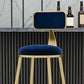 Tabouret de comptoir à dos de dos glamour tabouret de bar en fer avec coussin en velours et pédale pour la cuisine