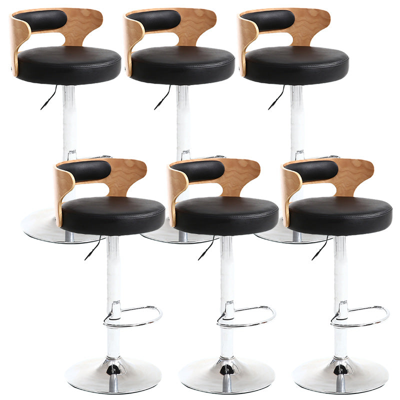 Contemporary Metal Stool PU Leather Barstools in Matte Finish for Home