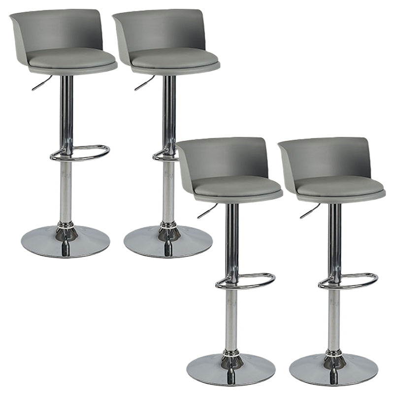 Scandinavian Adjustable Height Barstool Faux Leather Swivel Bar Stools Grey 4 Piece Set Upholstered Clearhalo 'Bar Furniture' 'Bar Stools' 'bar_stools' 'furn' 'furn_bar_stools' 'Furniture' 'Kitchen & Dining Furniture' 5696130