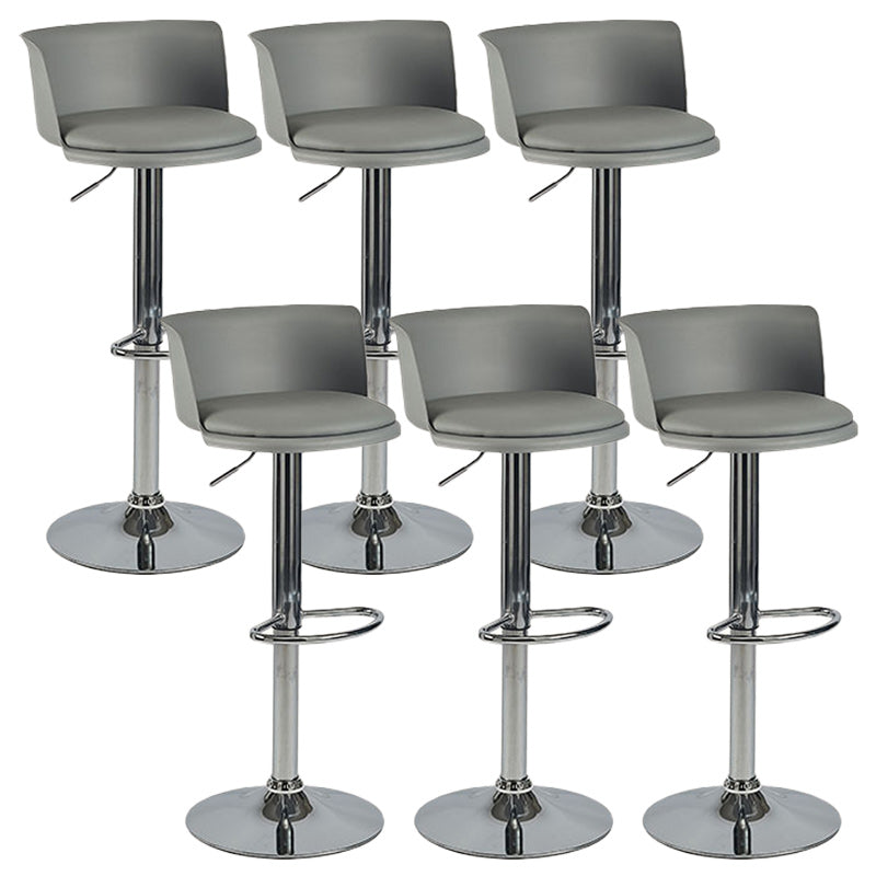 Scandinavian Adjustable Height Barstool Faux Leather Swivel Bar Stools Grey 6 Piece Set Upholstered Clearhalo 'Bar Furniture' 'Bar Stools' 'bar_stools' 'furn' 'furn_bar_stools' 'Furniture' 'Kitchen & Dining Furniture' 5696132