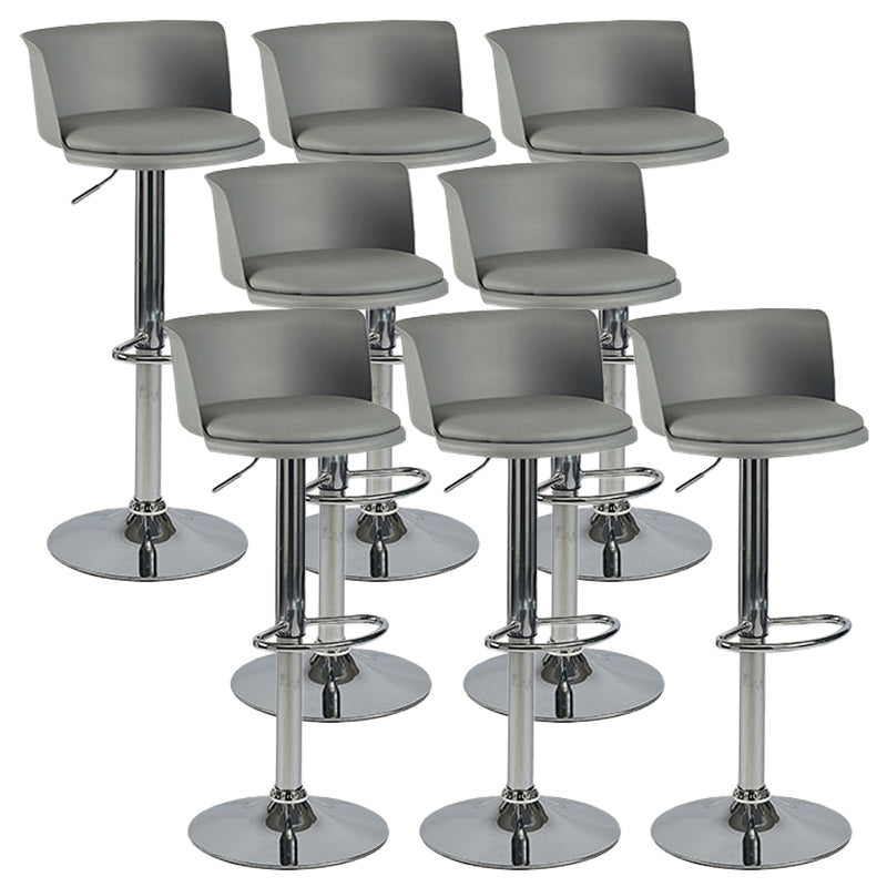 Scandinavian Adjustable Height Barstool Faux Leather Swivel Bar Stools Grey 8 Piece Set Upholstered Clearhalo 'Bar Furniture' 'Bar Stools' 'bar_stools' 'furn' 'furn_bar_stools' 'Furniture' 'Kitchen & Dining Furniture' 5696133