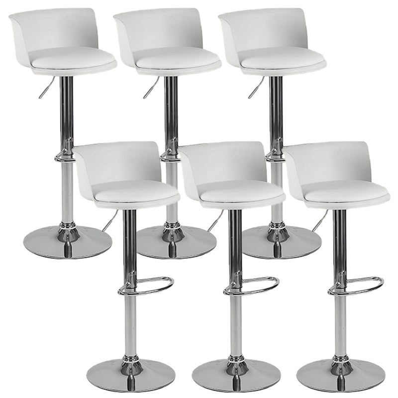 Scandinavian Adjustable Height Barstool Faux Leather Swivel Bar Stools White 6 Piece Set Upholstered Clearhalo 'Bar Furniture' 'Bar Stools' 'bar_stools' 'furn' 'furn_bar_stools' 'Furniture' 'Kitchen & Dining Furniture' 5696138
