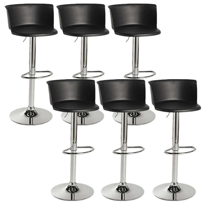 Scandinavian Adjustable Height Barstool Faux Leather Swivel Bar Stools Black 6 Piece Set Non-Upholstered Clearhalo 'Bar Furniture' 'Bar Stools' 'bar_stools' 'furn' 'furn_bar_stools' 'Furniture' 'Kitchen & Dining Furniture' 5696153