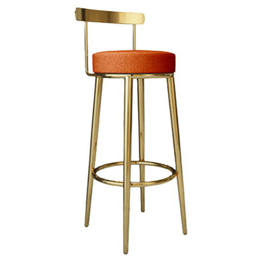 Footrest Round Seat Bar Stools Fabric Low Back Barstool for Bristol Orange 1 Piece Counter Stool(26"H)
