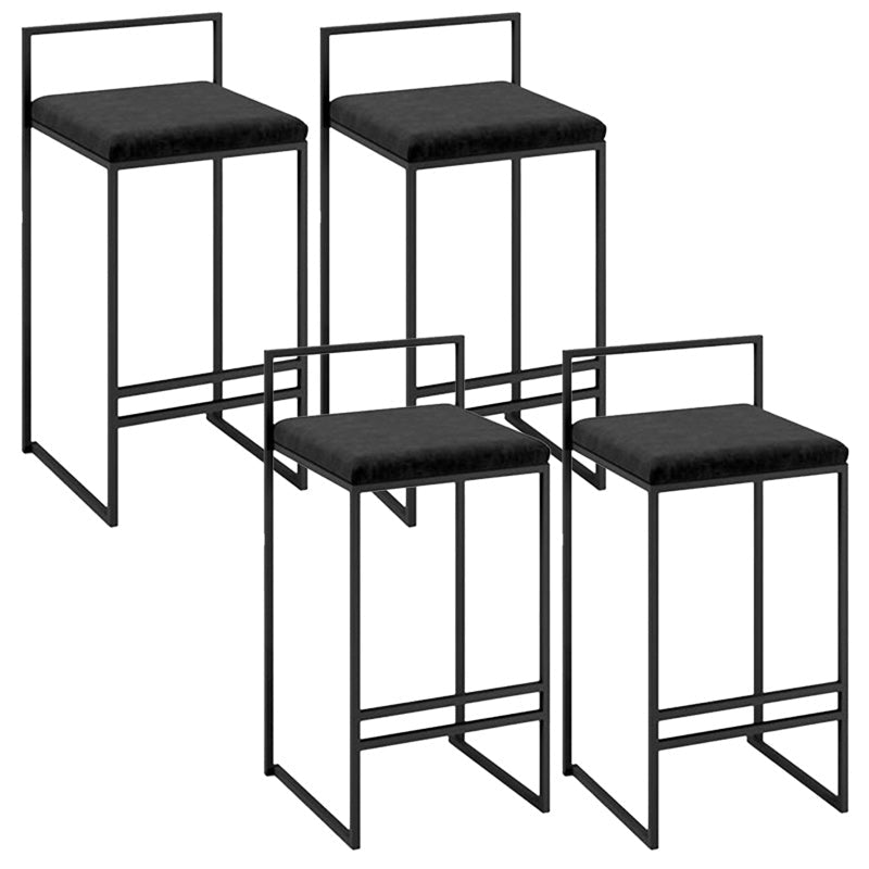 Contemporary Metal Barstool Fabric Upholstered Counter Stool with Metal Base