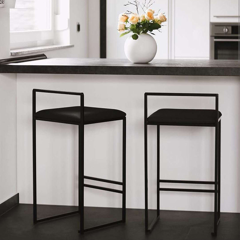 Contemporary Metal Barstool Fabric Upholstered Counter Stool with Metal Base