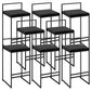 Contemporary Metal Barstool Fabric Upholstered Counter Stool with Metal Base